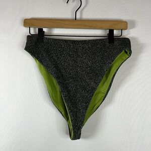 ASOS Design Swim Women Size 8 Green Glitter High Waisted Bikini Bottoms Swimwear